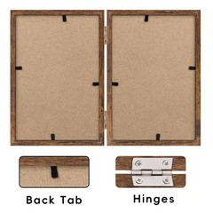 Brown 5×7 Picture Frames Double Photo Frame Folding Vertical Stand Display Si…