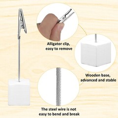 20 Pieces Place Card Holder Cube Photo Clips Holder with Alligator Clip Wood …