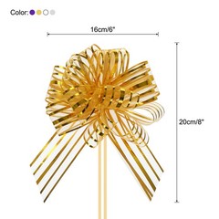 20pcs 8 Inch Large Organza Pull Bow Gift Wrapping Bows Gold/White/Silver/Purple