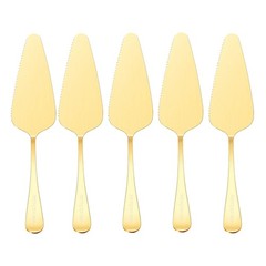 Cake Server Pie Holder 5 PCS Triangular Spade Spatula Serrated Edge Gold