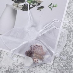 100Pcs Durable White Organza Drawstring Bags for Wedding and Jewelry Gifts