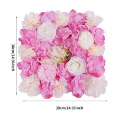 3D Flower Wall Panel-12pcs Artificial Flower Wall Background Silk Rose Wedding
