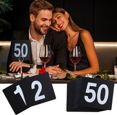 Table Number Cards 1-100, Double Sided Restaurant Table Numbers, 3.5″ Plastic…