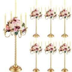 6 Pack Wedding Gold Candelabra Table Centerpieces 28 inch Tall Candelabra Metal