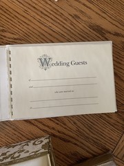90s Beverly Clark Ivory Pearl and Lace Wedding Guest Book, Pillow and Pen