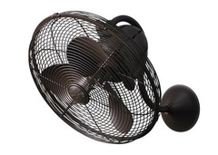 Matthews Fan LL-TB Laura 90° oscillating 3-speed wall fan in textured bronzed fi