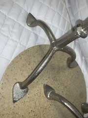 West Elm Set/2 WROUGHT ALUMINUM CANDLE STAND CANDLE HOLDER PILLER 18.5” & 12”
