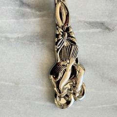 Vintage Silver Tone Cake Pie Server Butterfly Floral Scroll Handle Dessert Slice