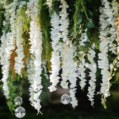 100Pcs Wisteria Hanging Flowers,3.6 Feet/Piece White Hanging White-100pcs