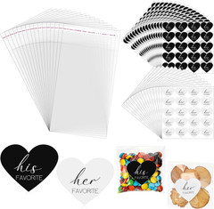 200 Set His Her Favorite Stickers Candy Bags Wedding Favor Stickers 4X6 Inches C