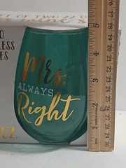 Set Of 2 Stemless Wine Glasses Mr. Right &Mrs. Always Right Wedding Anniversary