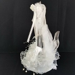 Wedding Cake Topper Porcelain Male Female White Clear Arch Traditional A5-1174
