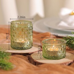 24 Green Glass Votive Tealight Candle Holders for Wedding Party Decor
