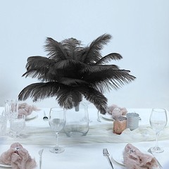 12 pcs 13-15″ long Black Genuine Ostrich FEATHERS Wedding Party Centerpieces