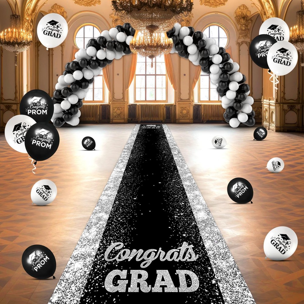 10×2.6 FT Black Carpet Runner Party Graduation Prom Polyester Runway Rug