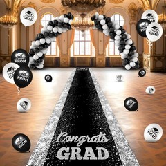 10×2.6 FT Black Carpet Runner Party Graduation Prom Polyester Runway Rug