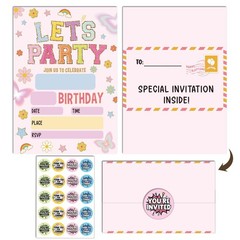 Patch Letter Invitation, 5×8 inches Girls Birthday Invitations, 20 pcs Patch …