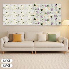 3D Flower Wall Panel 12pcs Artificial Flower Wall Background Silk Rose Mat