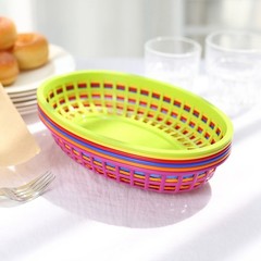 6 Assorted Oval Plastic Food Baskets 50 Wax Paper Liners Party Events Supplies
