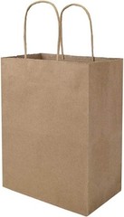 100 Pack 8×4.75×10 inch Plain Medium Paper Brown Kraft Bags with Handles Bulk