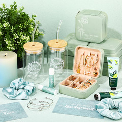60 Pcs Bridesmaid Proposal Gift Set – Jewelry Box, Glass Cup, Scrunchies & More