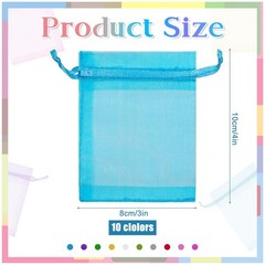 500 PCS Sheer Organza Drawstring Bags – 3×4″ Colorful Favor Pouches for Gifts, J