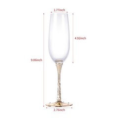 Hanjue Champagne Glasses Set of 2, Clear Flutes 7 Oz 7 Ounces, Gold