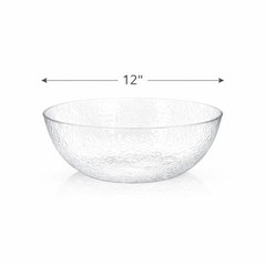 Lillian Collection Stunning Clear Plastic Round Hammered Bowl -2″ 12 inches 1