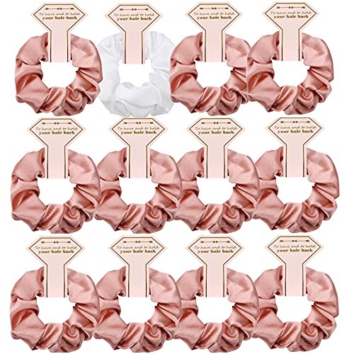 New Smooth linen Satin Bridesmaid Scrunchies 12 pack 12PCS White、Rose Gold