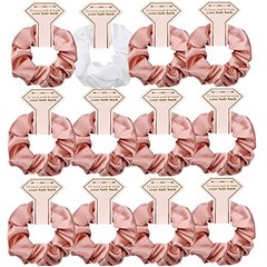 New Smooth linen Satin Bridesmaid Scrunchies 12 pack 12PCS White、Rose Gold