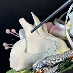 Vintage Porcelain Flowers on Wire Wedding Corsage Pink Handcrafted Unique
