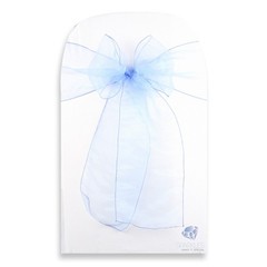 50 pcs Organza Chair Cover Bow Sash 108″x8″ – Light Blue – Wedding Party pk