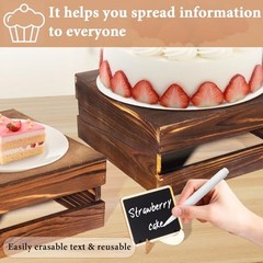 8 Pcs Buffet Risers with Mini Signs 8 Pcs (8.0″, 7.0″, 6.5″, 5.5″) Rustic Wood