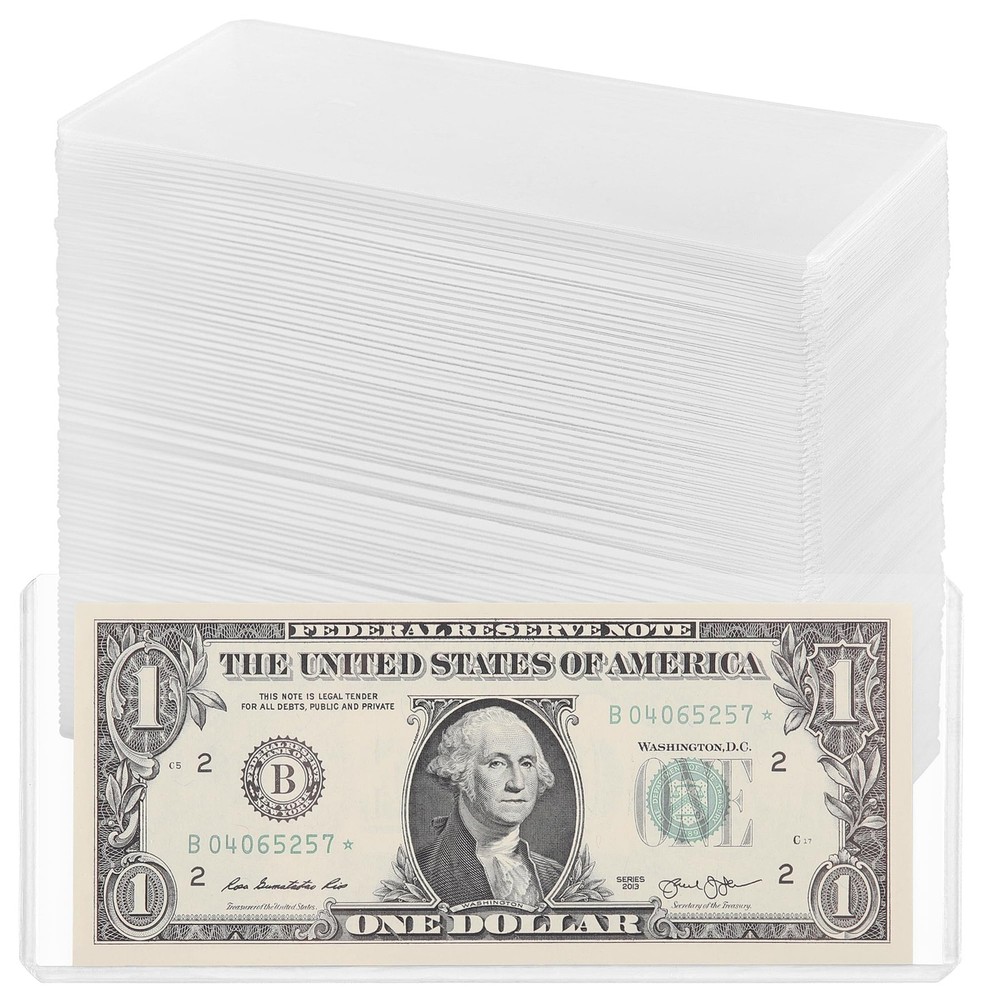 90PCS Clear Banknote Holders – Top-Load 90 Pcs [6.6″x2.8″], Pure Transparent