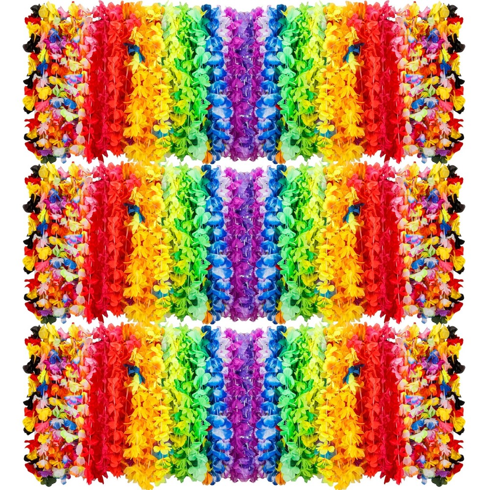 AMAZING TIME 150 Count Hawaiian Lei Bulk, Tropical Luau Standard, Multicolor