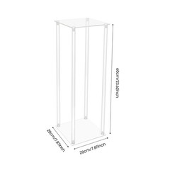 10Pcs Acrylic Clear Vase, 7.9×7.9×23.6In Rectangular Flower Display Stand,