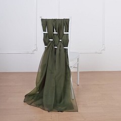 5 Olive Green Extra Wide Premium Chiffon CHAIR SASHES Bows Ties Decorations