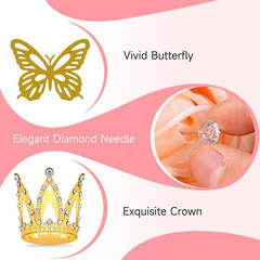 Flower Bouquet Accessories Including 4Pcs Crown Cake Topper Mini Tiara,12 Butter