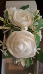 Lings Moments Pocket Boutonniere for Groom Groomsmen, Prom Homecoming White
