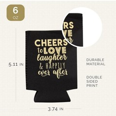 Wedding Can Cooler Decorations Set of 12 Black & Gold – A0232
