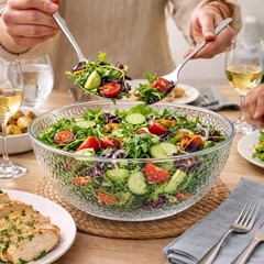 Lillian Collection Stunning Clear Plastic Round Hammered Bowl -2″ 12 inches 1
