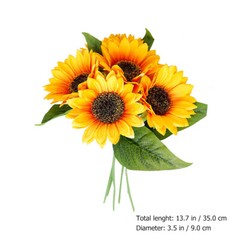 1 Bunch Beautiful Fake Floral Pick Fake Sunflowers Decoration Plants Stem Prop