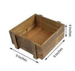 9 inches Natural Wood Rustic Square Planter Boxes/Centerpieces Wedding. SET OF 2