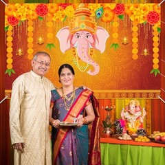 Indian Pooja Traditional Backdrop Indian Religious Festival Marigold 6×3.6ft