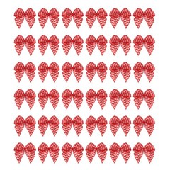 50Pcs Mini Gingham Ribbon Bow 1″ Checkered Fabric Ribbon Bows Red&White