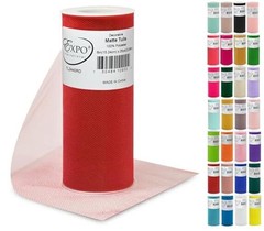 Decorative Matte Tulle, Lightweight Polyester Tulle Fabric for Tutus, Red