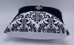 Ring Bearer Pillow Wedding NEW Black White Rhinestones Prty Mail Shp