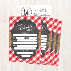 Hadley Designs 50 BBQ Party 50 Count (Pack of 1), Red and White Chalk Plaid