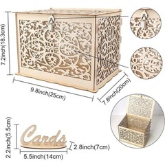 DIY Wedding Card Box with Lock 9.8”(L) 7.8”(W) 7.2”(H)