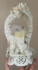 VTG 1950’s? Wedding Topper Lace Plastic 8.5”